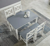 Classic Solid Wooden Dining Table and 4 Chairs Set Kitchen Home Grade B