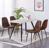 Dining Table Set,White Oak Marble Dining Table with 4 Velvet Dining Chairs