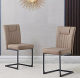 New Set of 2 pcs Dining Chairs Metal Legs High Back Seat