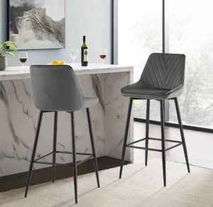 NBW 2 x Breakfast Bar Stools Velvet Chairs Kitchen Pub Cafe Barstools