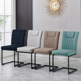 New Set of 2 pcs Dining Chairs Metal Legs High Back Seat