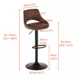 2 x Barstools Faux Suede Padded Seat Back Black Metal Base Bar Stool Adjustable