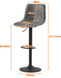 Set of 2 Faux Leather Height Adjustable Breakfast Counter Stools