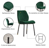 2 x Dining Chairs Velvet Padded Seat