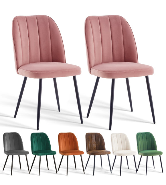 4 Velvet / Suede Dining Chairs Upholstered seat with Metal Legs Kitchen Chairs + Free Delivery 🚚