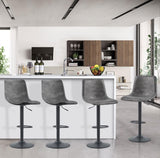 Set of 2 Faux Leather Height Adjustable Breakfast Counter Stools