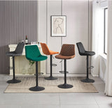 2x Breakfast Bar Stools Velvet Swivel Gas Lift Chairs Kitchen Pub Cafe Barstools