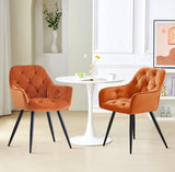2x Dining Chairs Set Velvet Padded Seat Metal Legs Kitchen Chair Home Office