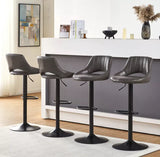 2 x Barstools Faux Suede Padded Seat Back Black Metal Base Bar Stool Adjustable