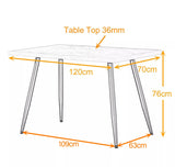 Dining Table Set,White Oak Marble Dining Table with 4 Velvet Dining Chairs