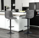 Set of 2 Faux Leather Height Adjustable Breakfast Counter Stools