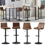 2x Bar Stools Gas Lift Swivel Faux Leather Suede Velvet Stool Breakfast Chairs + Free Delivery