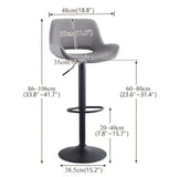 2pcs Barstools Faux Suede Padded Seat Back Black Metal Base Bar Stool Adjustable