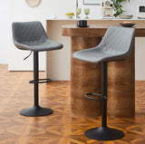 2pcs Faux Leather Bar Stool Padded Seat Stools Metal Base Barstools Grey/Brown
