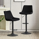2x Breakfast Bar Stools Velvet Swivel Gas Lift Chairs Kitchen Pub Cafe Barstools