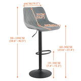 2pcs Faux Leather Bar Stool Padded Seat Stools Metal Base Barstools Grey/Brown