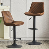 2x Bar Stools Gas Lift Swivel Faux Leather Suede Velvet Stool Breakfast Chairs + Free Delivery