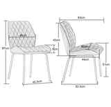 Set of 2 Velvet Dining Chairs Upholstered Armless Side Chairs Thick Cushion Seat