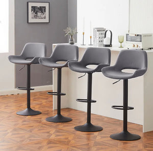 2pcs Barstools Faux Suede Padded Seat Back Black Metal Base Bar Stool Adjustable