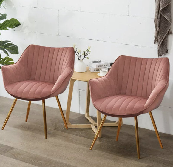 2 x Pink Velvet Arm chairs + Free Delivery 🚚