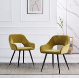 2 x Velvet Dining Chairs Set Padded Seat Metal Legs Kitchen Home Office Chair