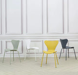 NBW | 2x Stackable Modern Dining Chairs Plastic Seat with Metal Legs.