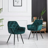 1x Dining Chairs Set Velvet Padded Seat Metal Legs Kitchen Chair Home Office