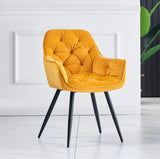 1x Dining Chairs Set Velvet Padded Seat Metal Legs Kitchen Chair Home Office