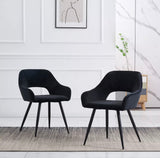 2 x Velvet Dining Chairs Set Padded Seat Metal Legs Kitchen Home Office Chair