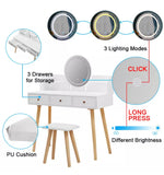 Dressing Table Stool Set Make-Up Desk w/ Mirror Bedroom Jewelry Drawers Storage