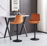 2x Breakfast Bar Stools Velvet Swivel Gas Lift Chairs Kitchen Pub Cafe Barstools