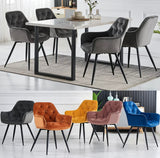 1x Dining Chairs Set Velvet Padded Seat Metal Legs Kitchen Chair Home Office