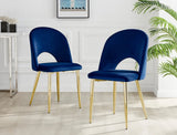 Set of 2 NBW Contemporary Art Deco Velvet Gold Chrome Mayfair Chairs + Free Delivery 🚚