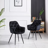1x Dining Chairs Set Velvet Padded Seat Metal Legs Kitchen Chair Home Office