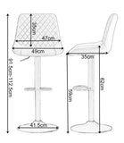 2x Breakfast Bar Stools Velvet Swivel Gas Lift Chairs Kitchen Pub Cafe Barstools