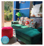 BW | Left Hand Facing Dark Green Velvet Corner Sofa with Bolster Cushions - Seats 3