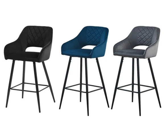 NBW 2 x Breakfast Bar Stools Velvet Chairs Kitchen Pub Cafe Barstools