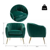 BW Luxury Mayfair | Fabric Single Sofa Arm Chair Upholstered Flocking Wood Leg Living Room Furniture