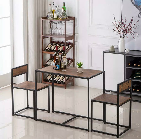 Modern Table 2 Chairs Breakfast Bar Kitchen Dining Room 3 Piece Furniture Set