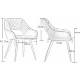 2 x Velvet Dining Chairs Set Padded Seat Metal Legs Kitchen Home Office Chair