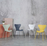 NBW | 2x Stackable Modern Dining Chairs Plastic Seat with Metal Legs.