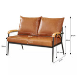 1/2/3 Seater Brown Faux Leather Sofa Armchair Couch Living Room Modern Metal Leg