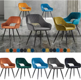 2 x Velvet Dining Chairs Set Padded Seat Metal Legs Kitchen Home Office Chair