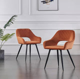 2 x Velvet Dining Chairs Set Padded Seat Metal Legs Kitchen Home Office Chair