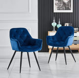 1x Dining Chairs Set Velvet Padded Seat Metal Legs Kitchen Chair Home Office